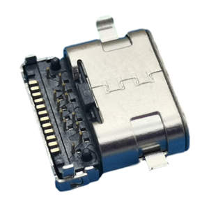 Type C Connector, Female Countersunk Plate Double Shell Front Insert Post Paste DIP+SMT 24POS, L= 8.65mm